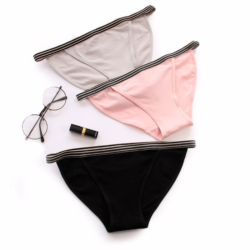 5pcs/lot girls combed cotton underwear women's women's briefs side of the pure color pants B05