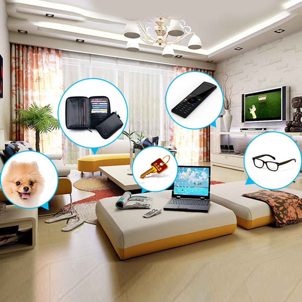 Buscador de llaves remoto, localizador de artículos/RF inalámbrico con Base de soporte para llaves, teléfono móvil de mascotas (4 receptores, 1 mando a distancia