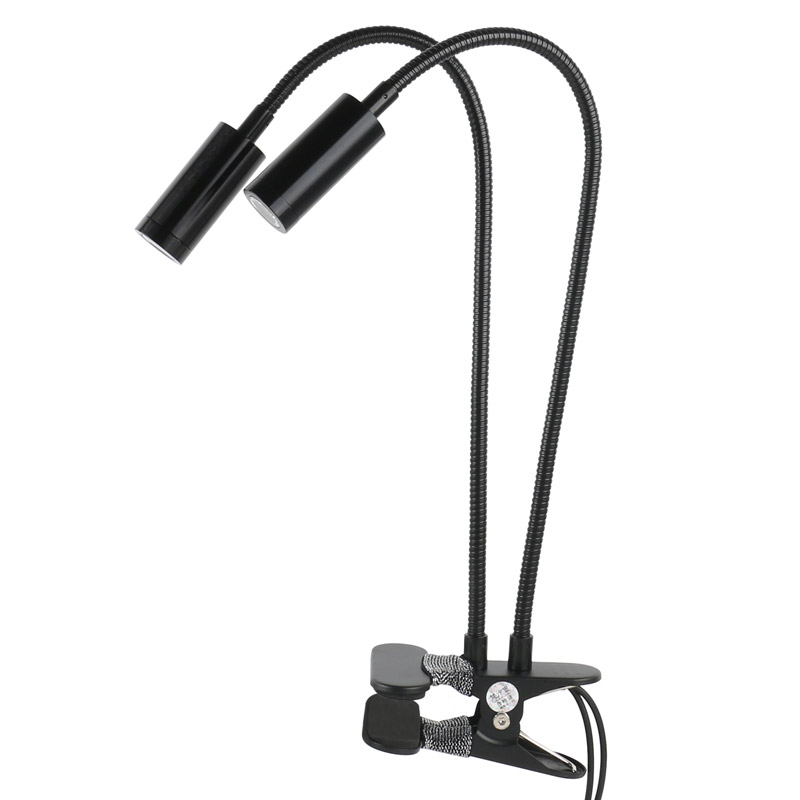 Dual LED Gooseneck Lights Desk Lamp 5v Eye Protection Table Lamp Work With Computer Powerbank Indoor Dormitory Lighting: black