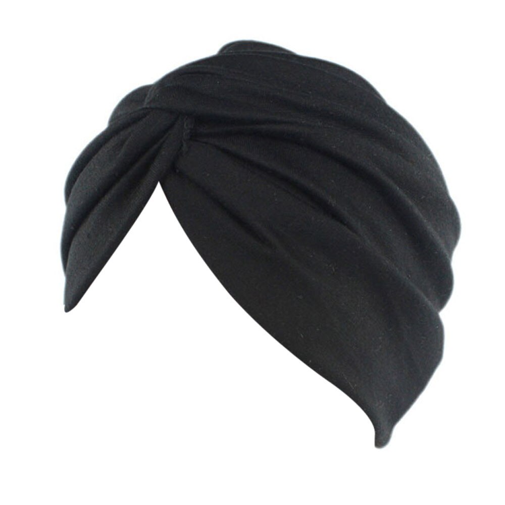 Tørklæde kræft hat kvinder huer turban muslimske hovedtørklæde muslimske hovedbeklædninger motorhjelm chimio coton hun hatte  #0106: Sort