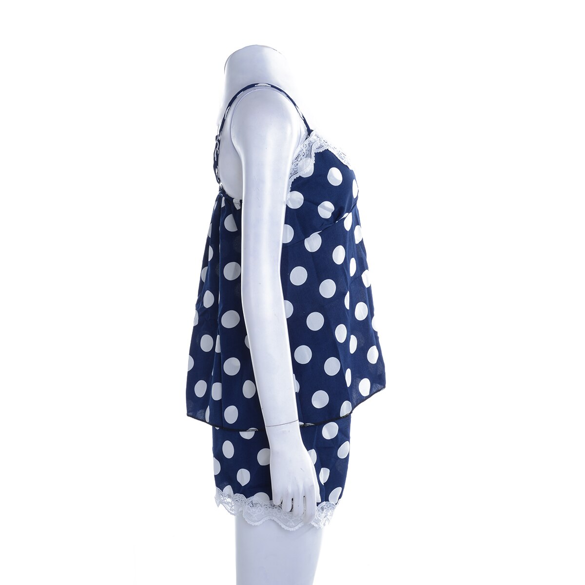 Vrouwen Sexy Nachtkleding Satijn Kant Polka Dot Print Diepe V-hals Mouwloze Topjes + Shorts Nachtjapon 2 Stuks Zomer Pyjama sets S/M/L/Xl