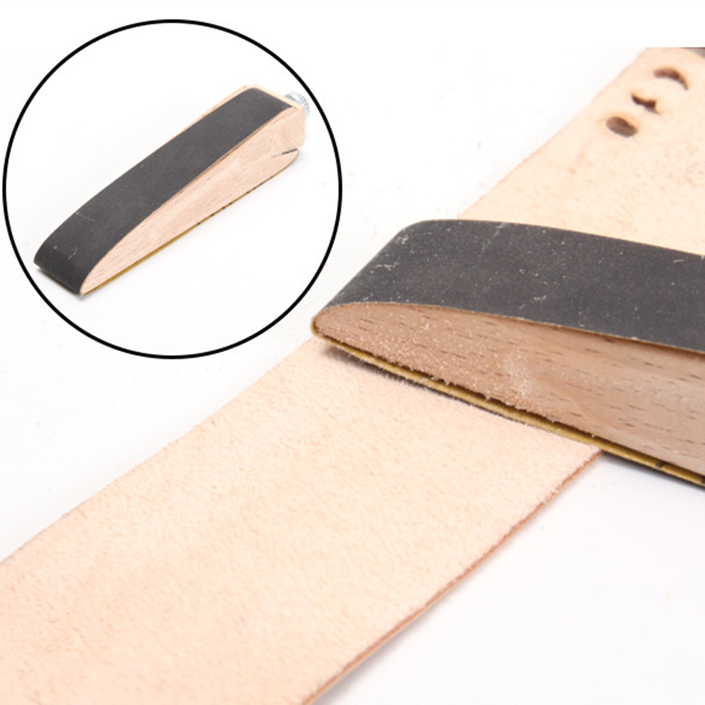 11.5 x 2.5cm træpapirholder læderpoleringsværktøj til bæltesadel diy læder slibeværktøj håndværk