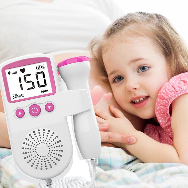 Doppler Fetal de 3,0 MHz para mujer embarazada, monitor de ritmo cardíaco Fetal, 9 semanas después, altavoz incorporado