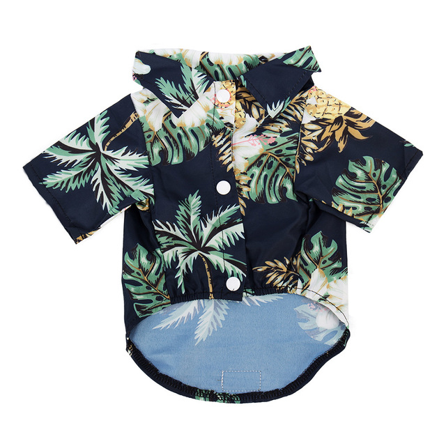 Zomer Dog Shirt Kleding Cool Beach Hawaiian Style Hond Kat Shirt Voor Kleine Medium Grote Honden Puppy Kokospalm Afdrukken XS-5XL: Donkergrijs / 5XL