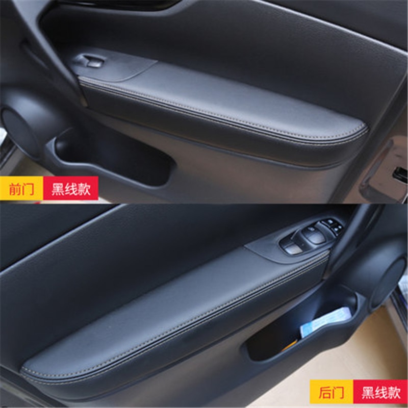 For Nissan Qashqai J11 Interior PU Door Armrest Surface Cover Trim Panel Guards Car Styling