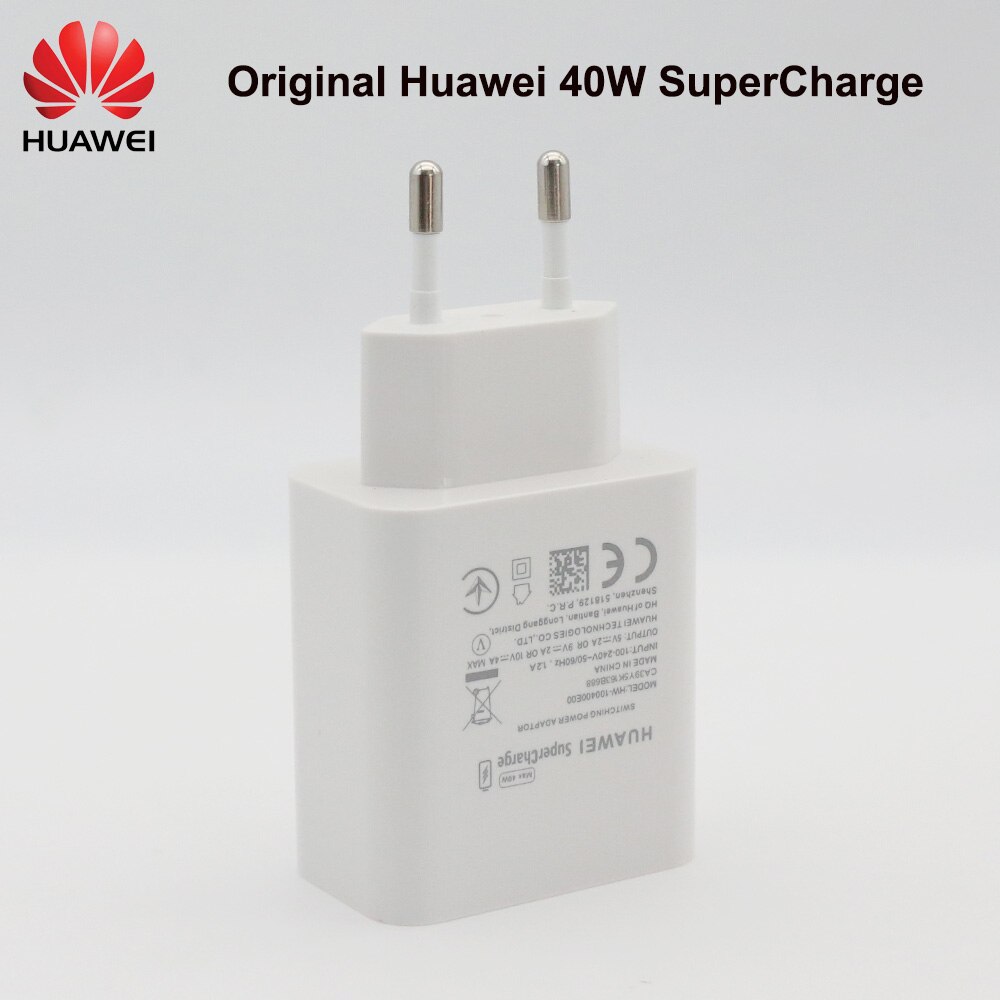 Originele Huawei P20 40W Fast Charger 10V 4A Super Charge Adapter 5A Usb Type C Kabel Voor Nova 5 T Pro Mate 30 40 Pro P 20 30 40: 40W EU Charger Only