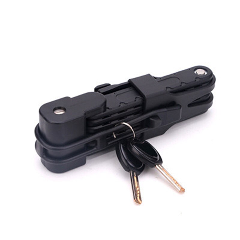 Folding Bicycle Lock Steel Portable Bike Lock Security Cable Locks Anti-Theft Combination Mountain Riding Tools Electric Car: Black
