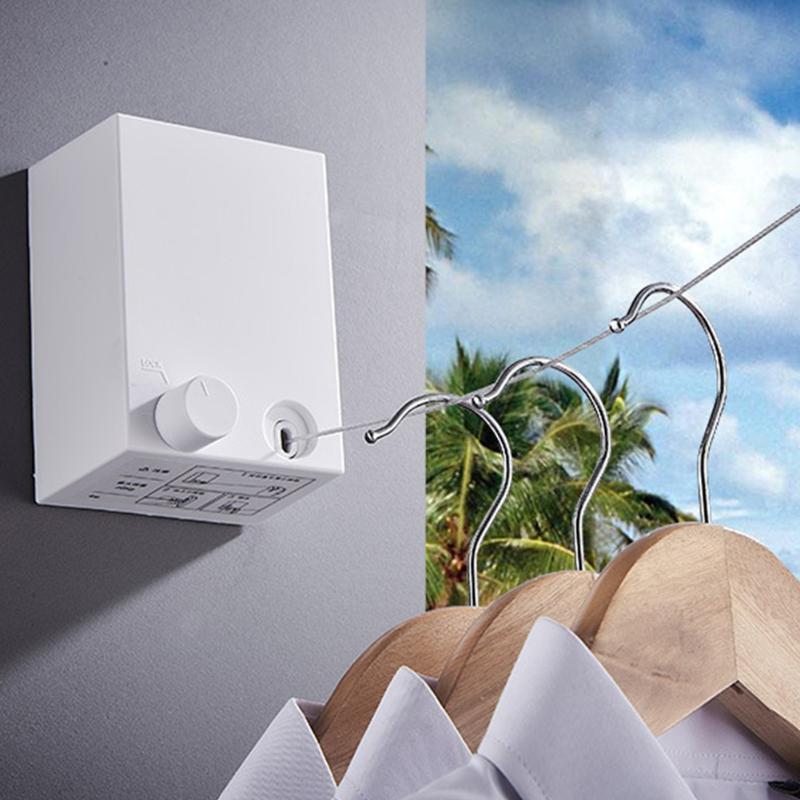 Thuis 4M Staaldraad Onzichtbare Muur Hanger Indoor Intrekbare Effen Waslijn Intrekbare Waslijn Wasdroger
