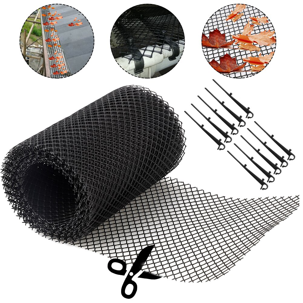 Anti tilstopping netting dekke takrenne vakt med staker stopper hage blader redusere overløp rengjøring verktøy