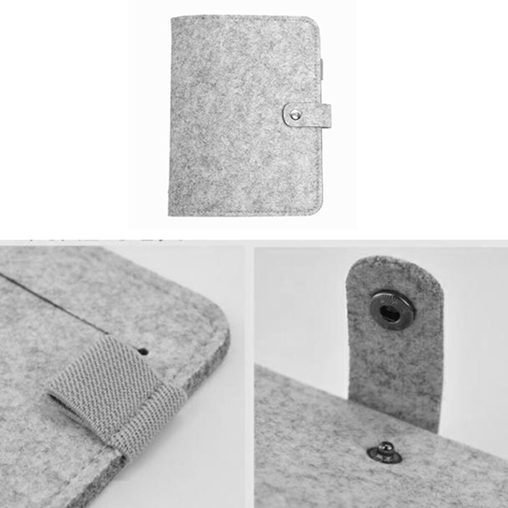 Vintage filtplanlægger dagsorden planlægger cover bindemiddel  a5 mejeri rejsedagbog grå filt + metal  a5 filt notebook cover (ingen indvendig pag