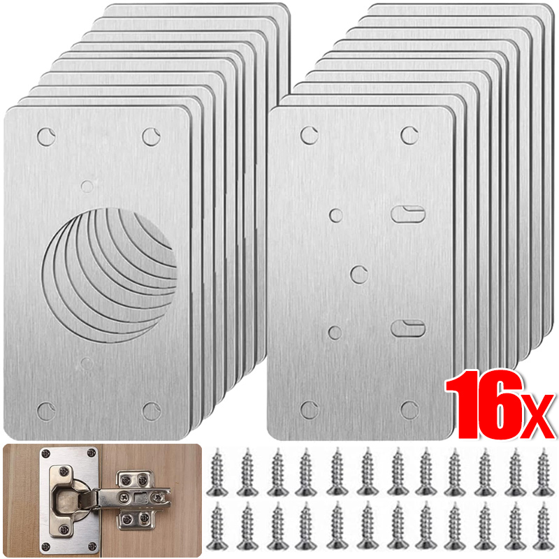 2/10Stck Schrank Scharnier Reparatur Platte Bausätze Edelstahl Tür Scharnier Montage Platte mit Löchern für Heimat Küche schrank Möbel