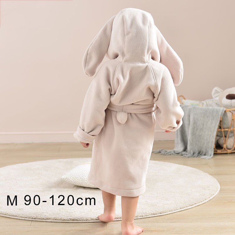 Bata de baño con capucha para niños y niñas, ropa de dormir de 90-140CM, pijamas con animales: Wihte M