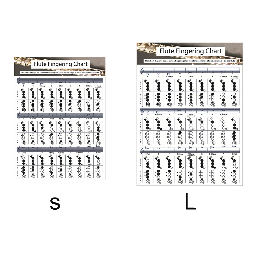 Durable Parts Portable Chord Chart For Flute Smooth Key Tones Standard Notes Easy Understand Beginner Student Fingering Practice