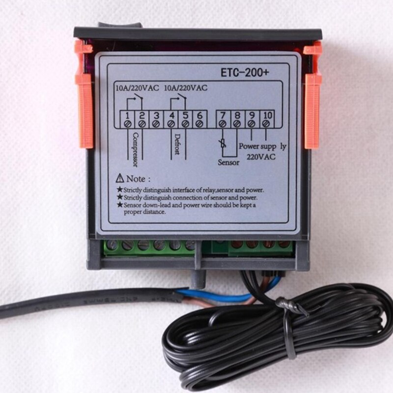 ETC-200+ Mini Temperature Controller Microcomputer Thermostats Digital Thermostat Refrigeration Defrosting Alarm 220V