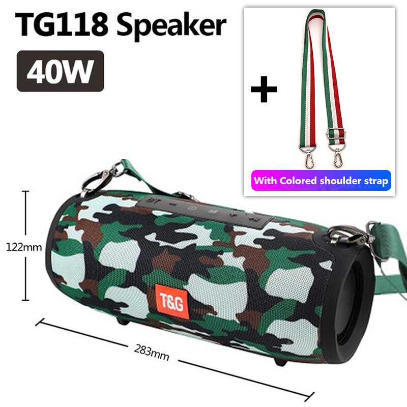 TG118 Really 40W Bluetooth Speaker Portable Column Music Player Sound System Boom Box with FM Radio TF Subwoofer Double: TG118 Camouflage