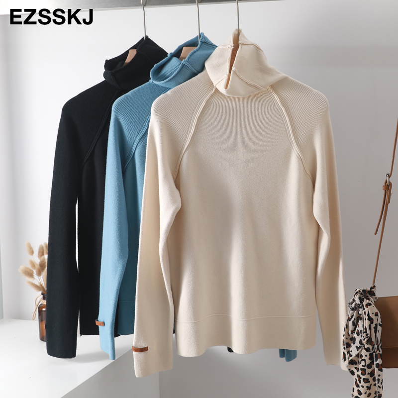 Turtleneck sweater kvinder efterår vinter tyk pullover solid strikket sweater kvindelig overdimensioneret bunkekrave sweater