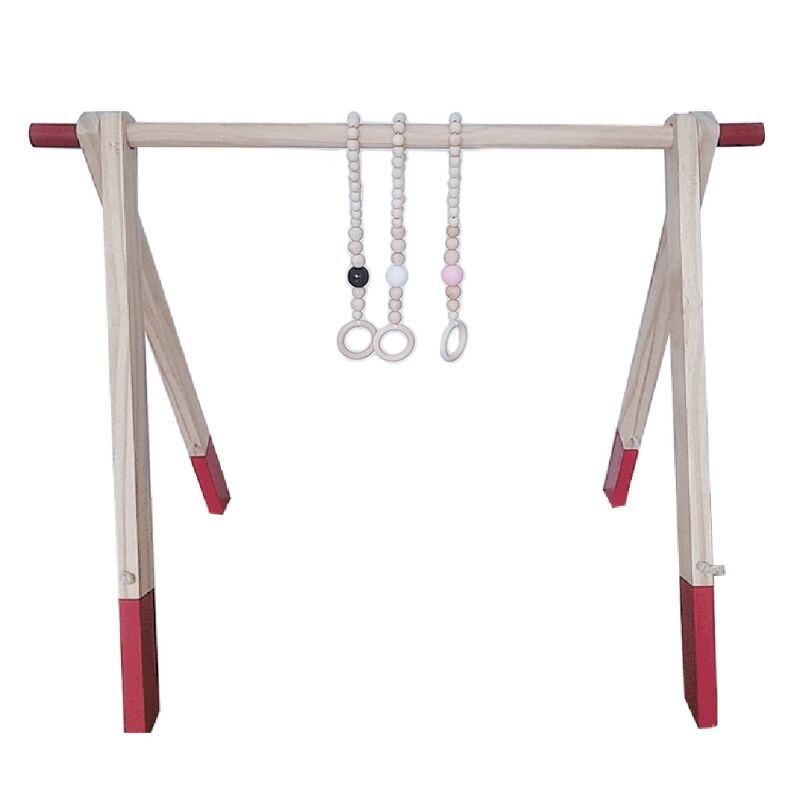 1Set Nordic Cartoon Baby Wooden Gym Fitness Frame Rack Hanging Pendant Toys Kit P31B: C