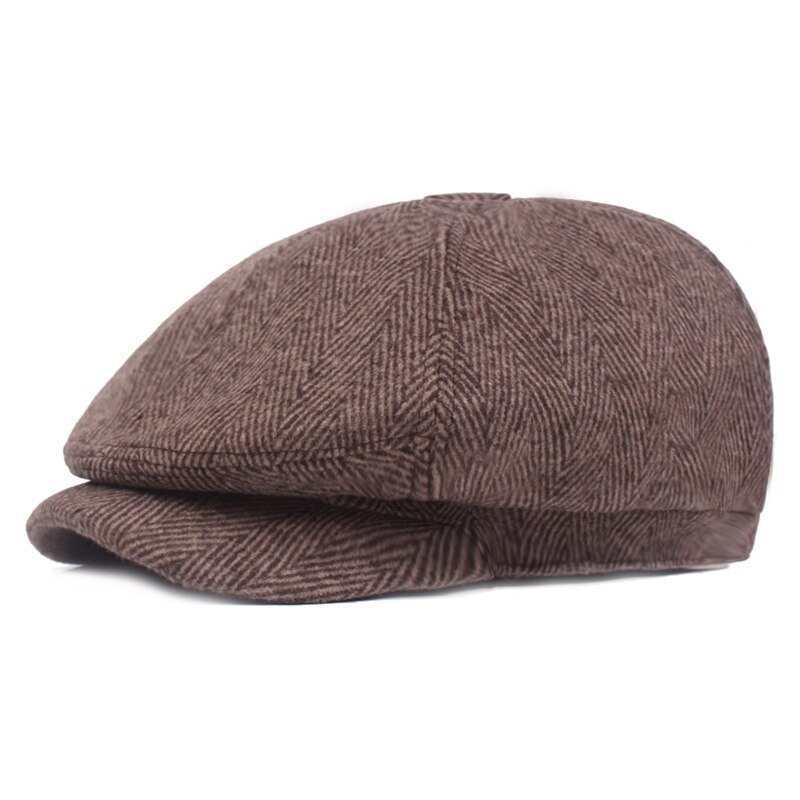 Peaked Cap Striped UV Protection Cotton Linen Flat Newsboy Painters Driving Hat Golf Caps Outdoor Headwear Golf Caps: QJ2301C