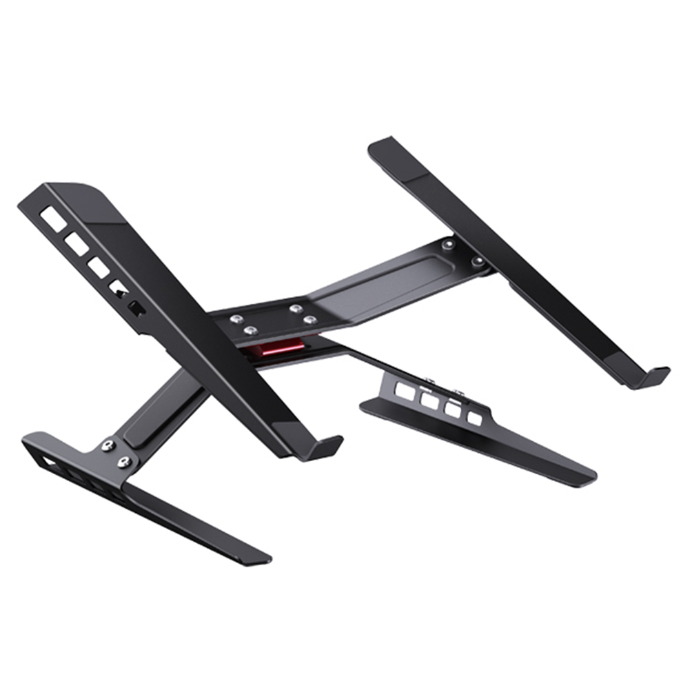 Computerstandaard Verstelbare computertabletstandaard Koolstofstaal Draagbare notebookstandaard voor MacBook HP Dell Lenovo 12-18 inch laptops: Black