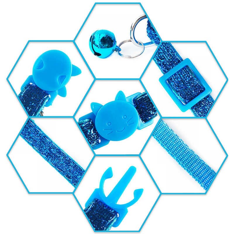 Glitter Quickly Release Yorkie Dog Collar For Small Dogs Pet Collar Cute Adjustable Nylon Ribbon Collar With Bell Cute Sequin