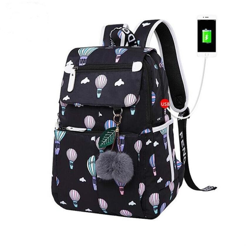 Femme Usb sac à dos enfants sacs à dos école sac à dos pour filles sac Pack Junior lycée sacs pour filles sac à dos pour ordinateur portable: Ballon