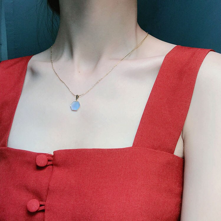 YUN RUO Shell Geometric Pendant Necklace Rose Gold Color Titanium Steel Woman Jewelry Never Fade