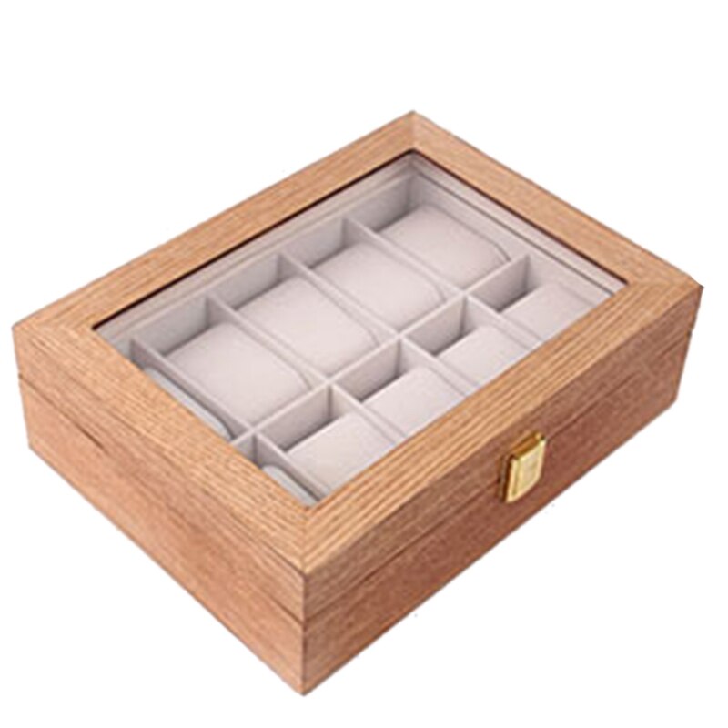 Retro Wooden Watch Display Case Durable Packaging Holder Jewelry Collection Storage Watch Organizer Box Casket: Willow 10 Digits