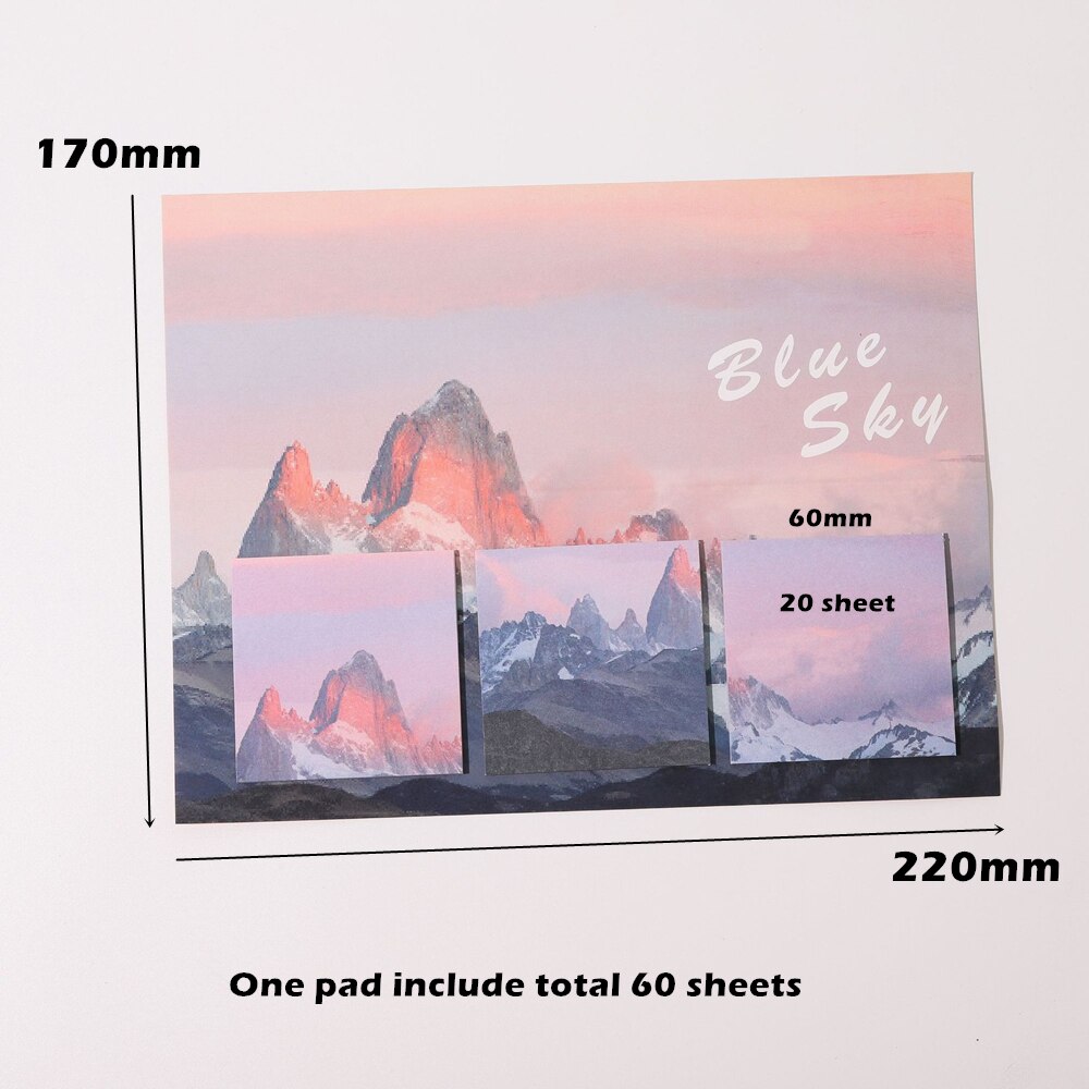 60 Sheets Blue Sky Sticky Notes Set Sunset Sky Zee Bloem Rooster Zelfklevende Memo Pad Notepad Planner Stickers Kantoor School a6545