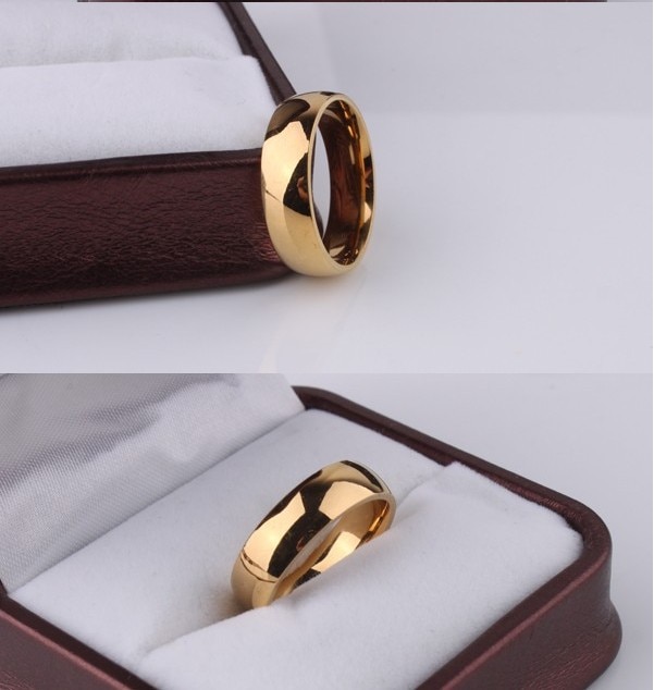 Never fading rose Gold Color 6mm Brand Rings For Women men Wedding lovers Rings Rose Gold Fine jewelry