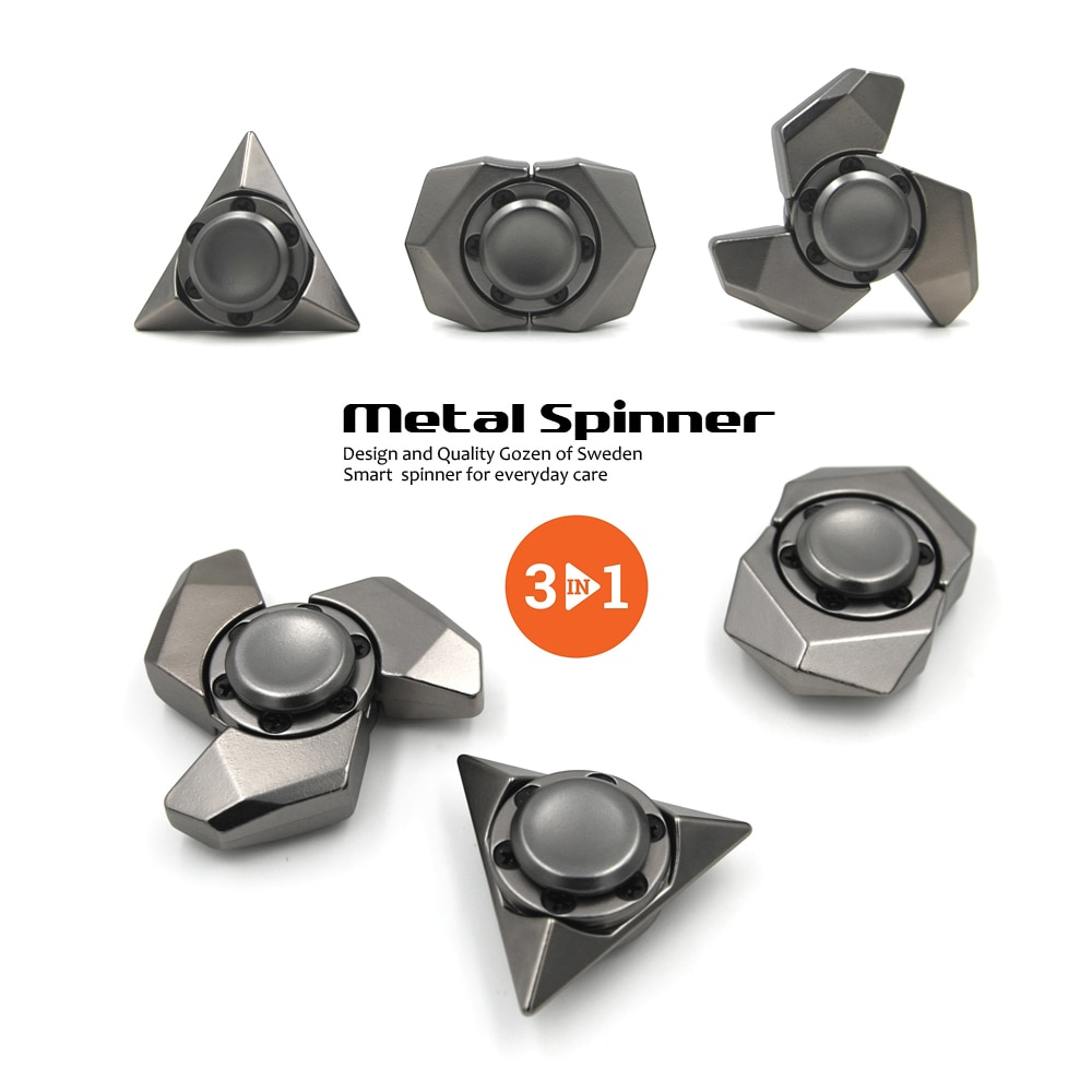 Stainless Steel Block Hand Fidget Finger Spinner Spinning Top Novelty Gryo Toys