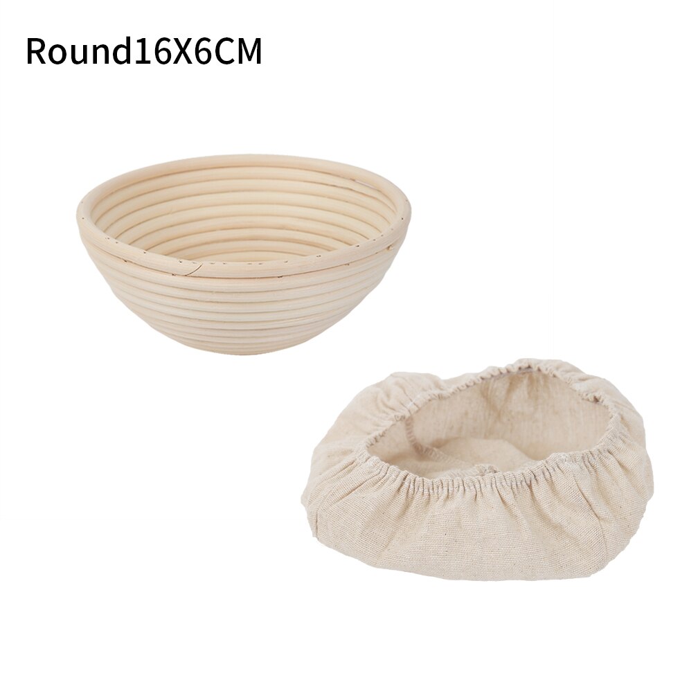 Deeg Gisting Brood Mand Deeg Schraper Bakken Kom Diy Brood Lame Natuurlijke Rotan Proofing Mand Keuken Bakken Tools: Round16X6CM