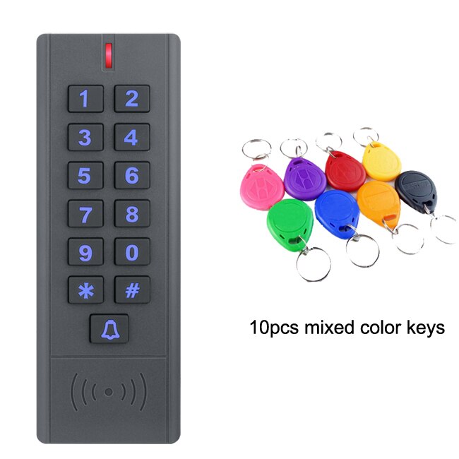 RFID Access Control System Device Machine 1000 User Wiegand input and output 125Khz RFID Proximity Entry Door IP67 Waterproof: A9 10 color key