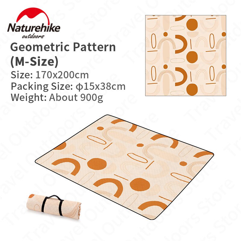 Naturehike-Manta de Picnic ultraligera estampada, Alfombra de Picnic portátil a prueba de humedad, esterilla de playa de 670g, cojín lavable para jardín y parque: Geometric Pattern M