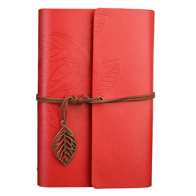 Retro notesbog dagbog notesblok litteratur pu læder notesbog papirvarer rejsende journal planlæggere kontor skoleartikler: Rød