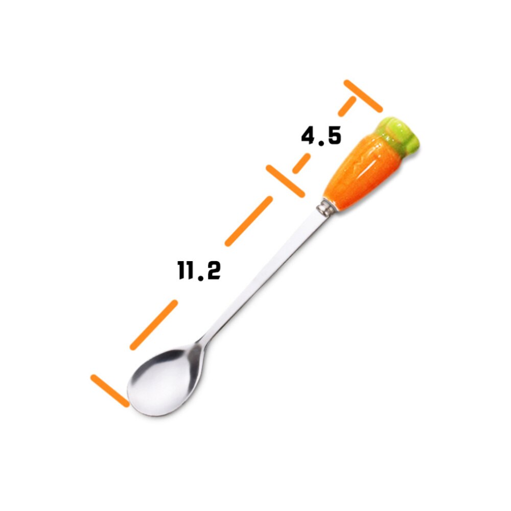 Stainless Steel Spoon with Ceramic Radish Handle Cutlery Coffee Dessert Long Handle Spoon