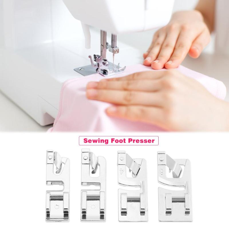 4pcs Sewing Foot Presser Multi-function Household Sewing Machine Rolled Hem Foot Presser Stitch Accessory Household Sewing Kit