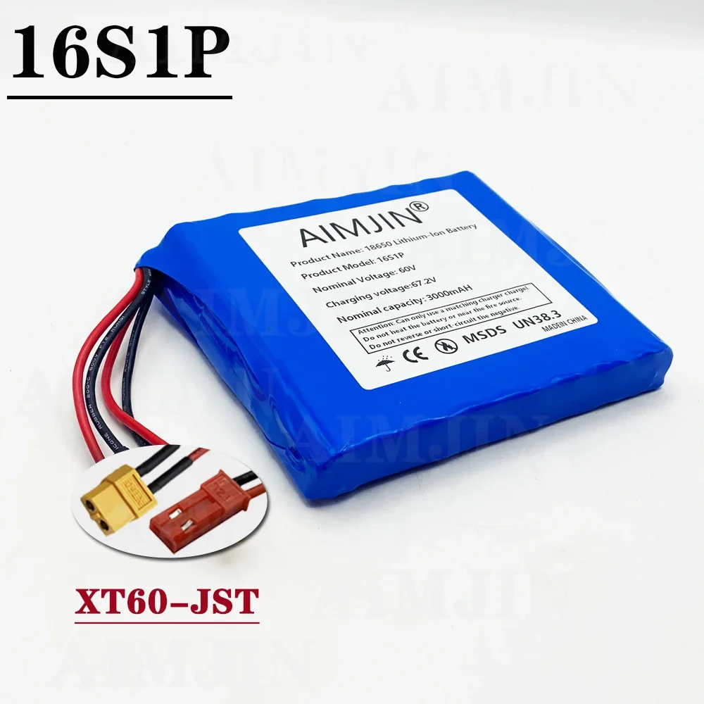 2024 Bestselling 16s1p 60v Xt60 132wh Lithium Ion Rechargeable Battery 3000mah Used for Electric Unicycle Electric Scooter: Freier Raum
