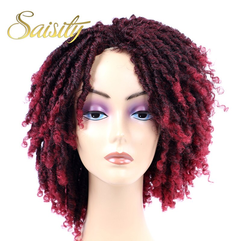 Saisity, peluca de pelo de talla mediana con rastas sintéticos para mujeres africanas, escarcha Ombre marrón con pelo negro, pelucas de trenzas rastas de Crochet Soul