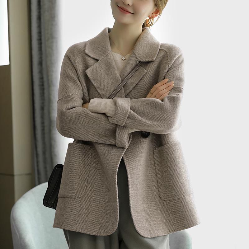 MRMT-abrigo con patrón de espiga para mujer, chaqueta gruesa informal de gama alta, tendencia, 2022: Coffee / 3XL