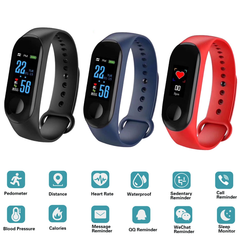 M3 Plus Smart Bracelet Heart Rate Blood Pressure Health Waterproof Smart Watch M3 Pro Bluetooth Watch Wristband Fitness Tracker