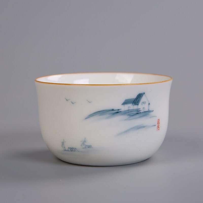 Thee Cup Wit Porselein Theekopjes Handgeschilderde Keramische Ambachten Collectie Porselein Keramische Cup 90 Ml Theekopje: 2