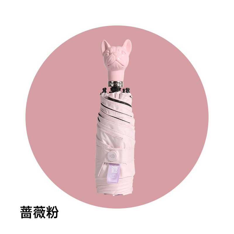 Missrain minificka lyxigt paraply lyxigt hundhandtag femfaldigt damparasoll uv-skydd litet paraplyidéer: Rosa