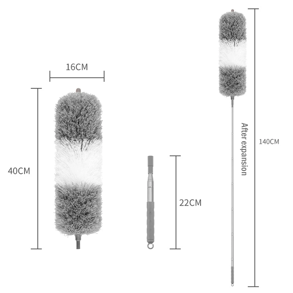 Microfiber Duster Extendable Duster Cleaner Brush Telescopic Ceiling Microfiber Brushes Bendable Dust Cleaning: black