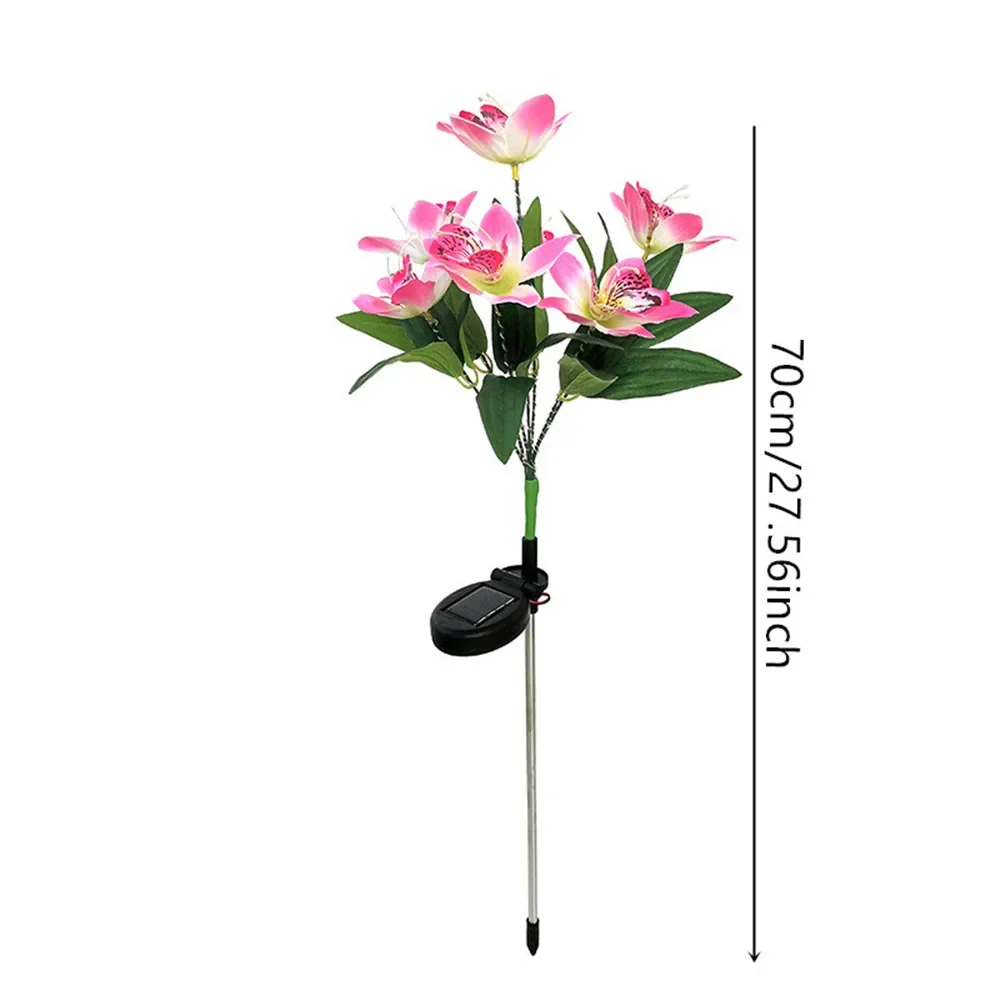 Simulation solaire orchidée fleur lumières lampe extérieure pour Patio pelouse jardin fête de mariage décoration fleur