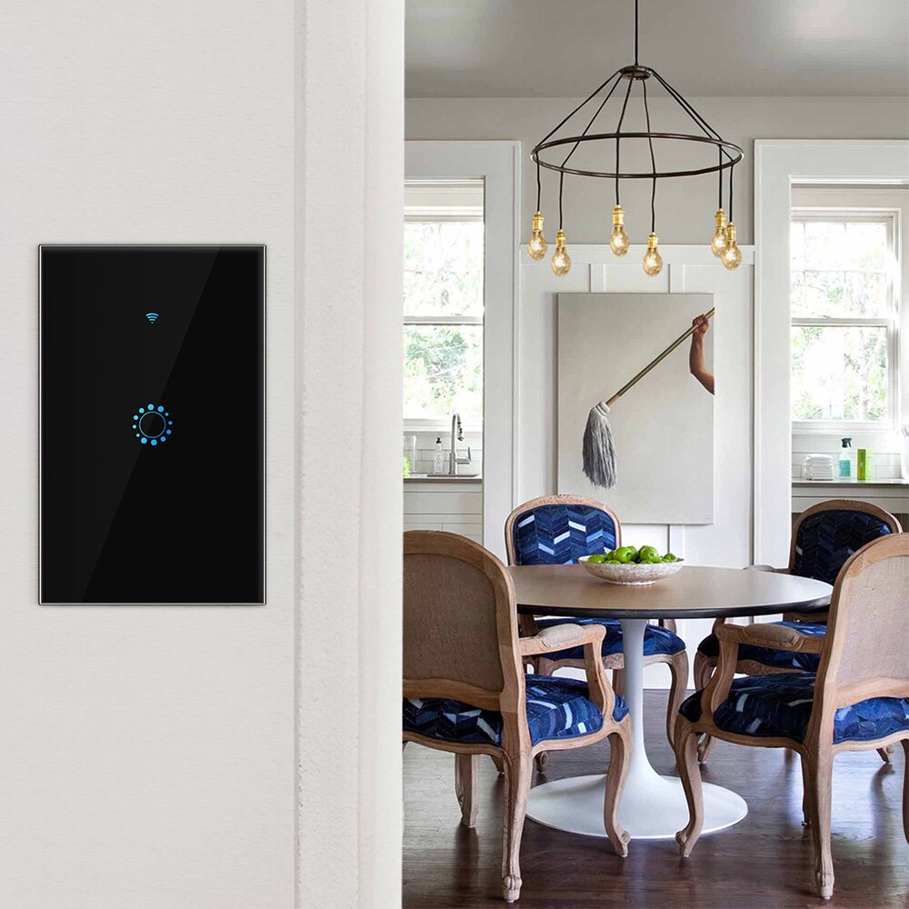 US Stanard Touch Switch Crystal Glass Panel 3 Gang 3 Way Light Wall WiFi Switch Compatible With Alexa Google Assistant IFTTT