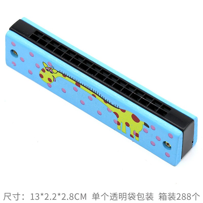 Double Row 16 Hole Harmonica Musical Instruments Children's Wooden Painted Harmonica Early Education Toy Teaching: e