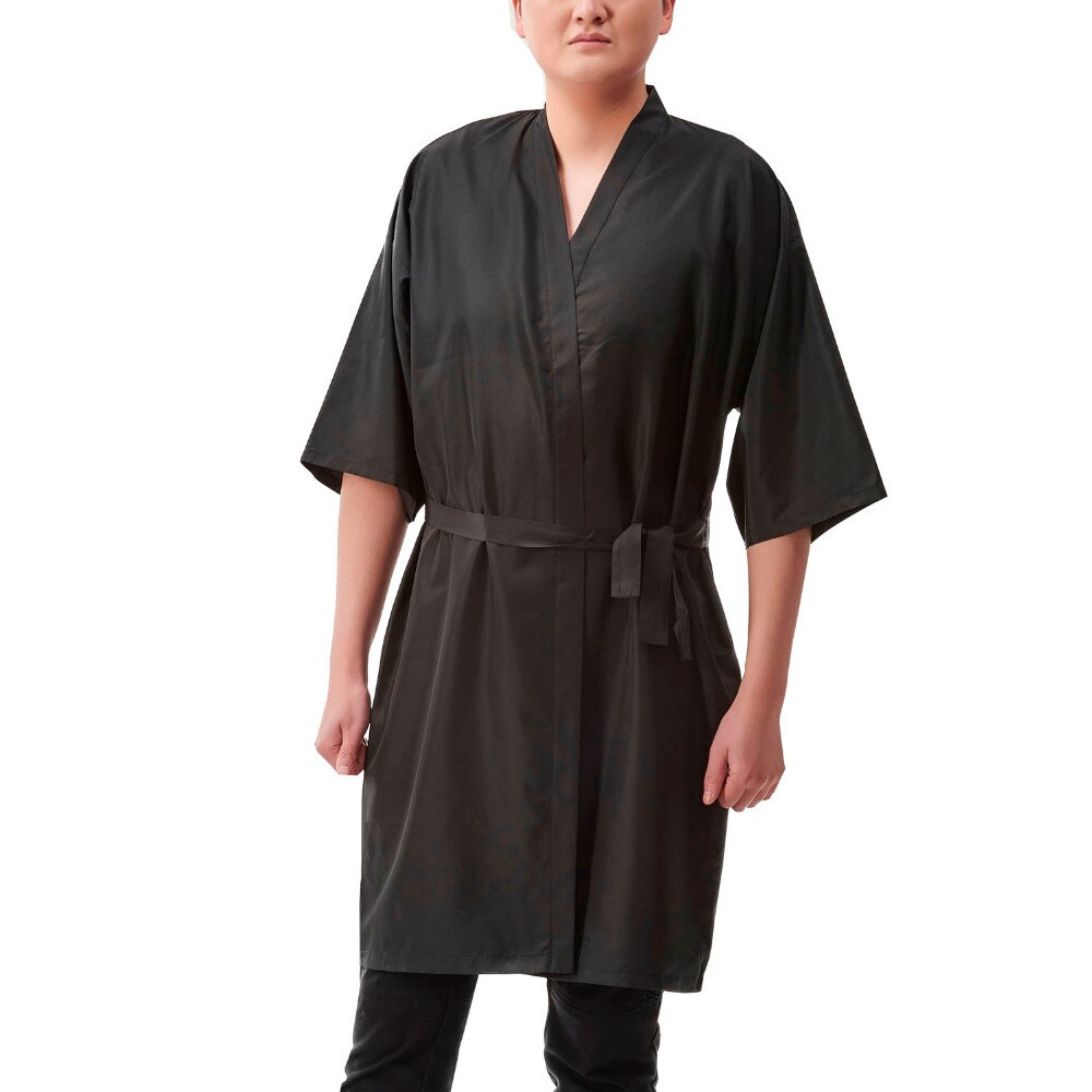 1 pz Professionale di Parrucchiere kimono Barbiere Salone di Bellezza terme Abito veste Mantelli messa in piega Dei Capelli Parrucchiere antistatico Avvolge Panno: nero