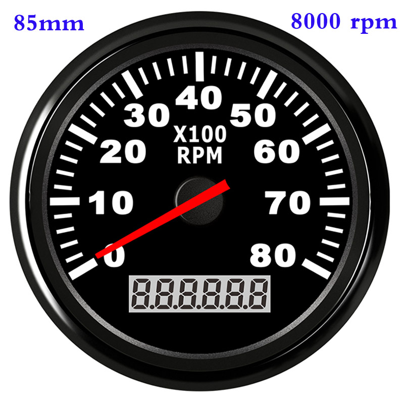 6000 Rpm 8000 Rpm Boot Toerenteller Sensor Tacho Urenteller Gauge Lcd Urenteller 12V/24V 85Mm auto Toerenteller Voor Marine Accessoires: 8000 rpm BN
