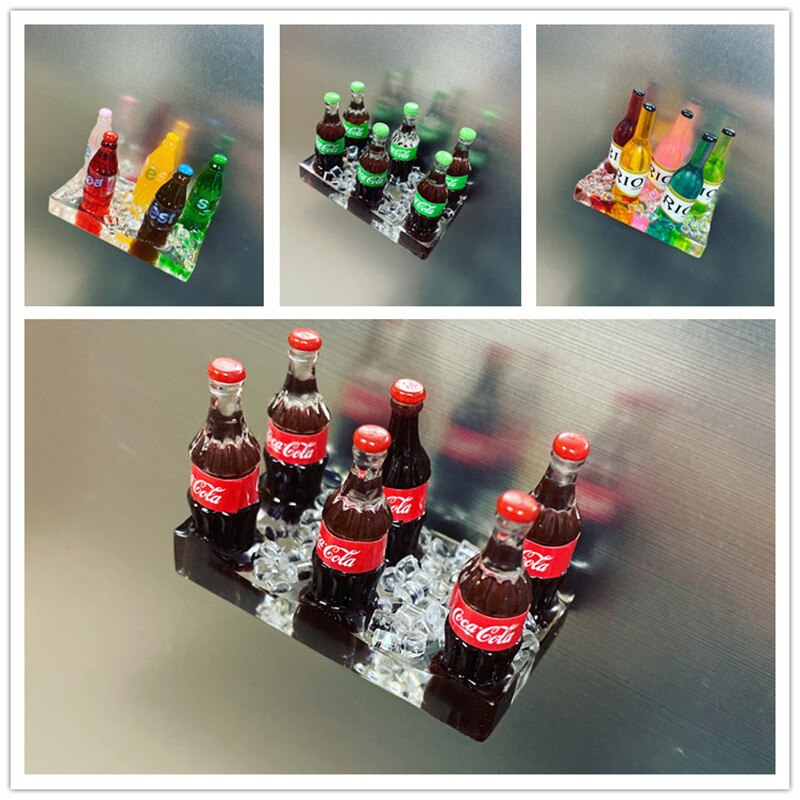 Soportes 3D para botellas de licor y bebidas, imanes de nevera, decoración del hogar pegajosa para niños, adorno de decoración del hogar