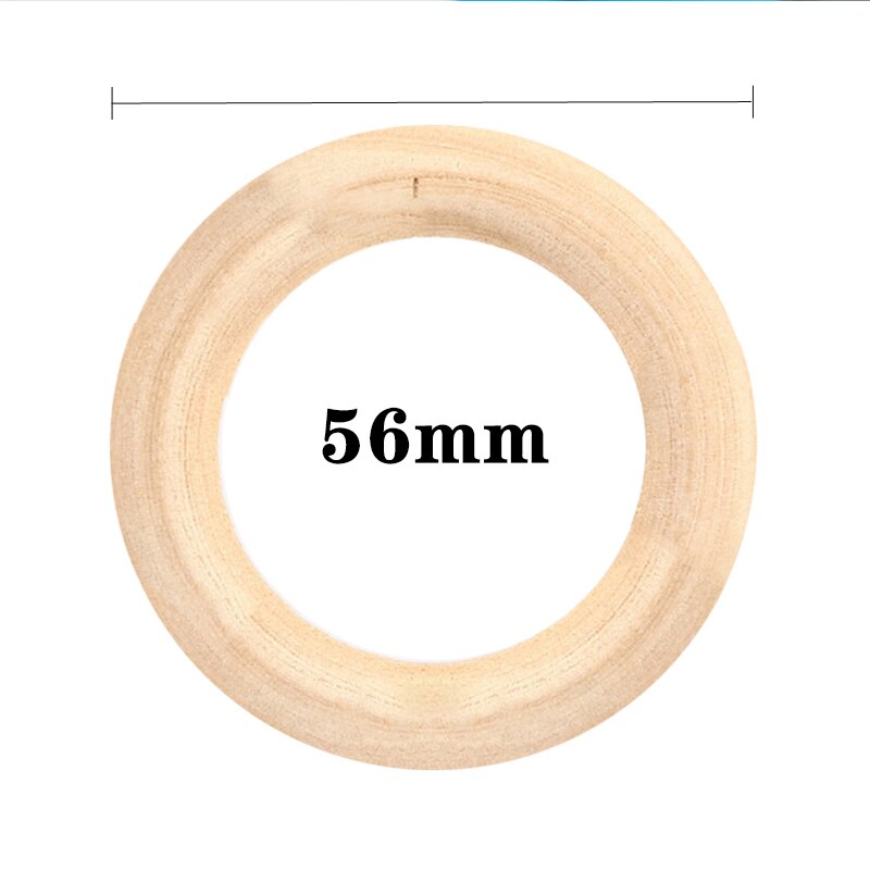 10 st/förpackning naturlig färg träringar pärla gör-det-själv hantverk kopplingar cirklar trä väggdekorationer leksakstillbehör naturligt trä: Naturlig färg 56mm